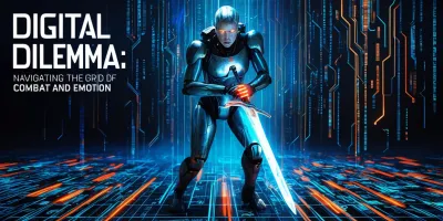 Digital Dilemma: Navigating the Grid of Combat and Emotion Logo